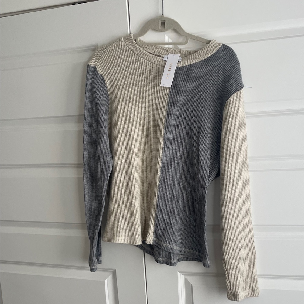 Gilli Cream and Gray Knit Sweater